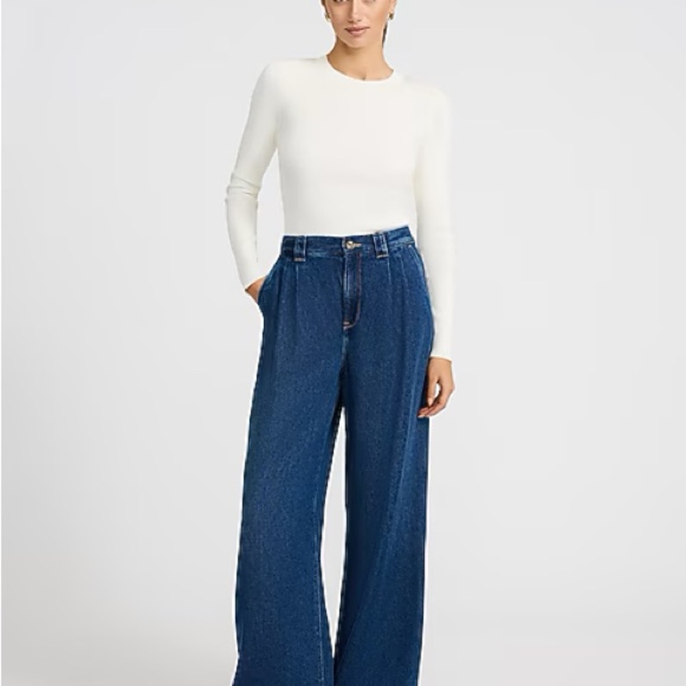 High Waisted Dark Wash Relaxed Trouser Jeans